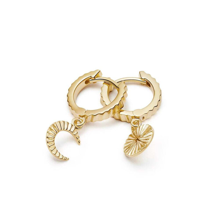 Daisy London Gold Plate Estee Lalonde Luna Huggie Charm Earrings