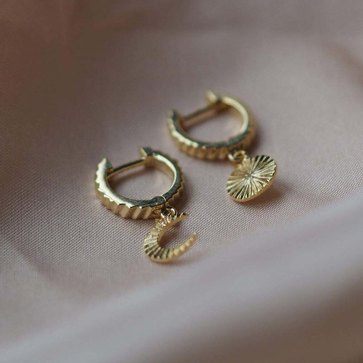 Daisy London Gold Plate Estee Lalonde Luna Huggie Charm Earrings Additional Image - 2