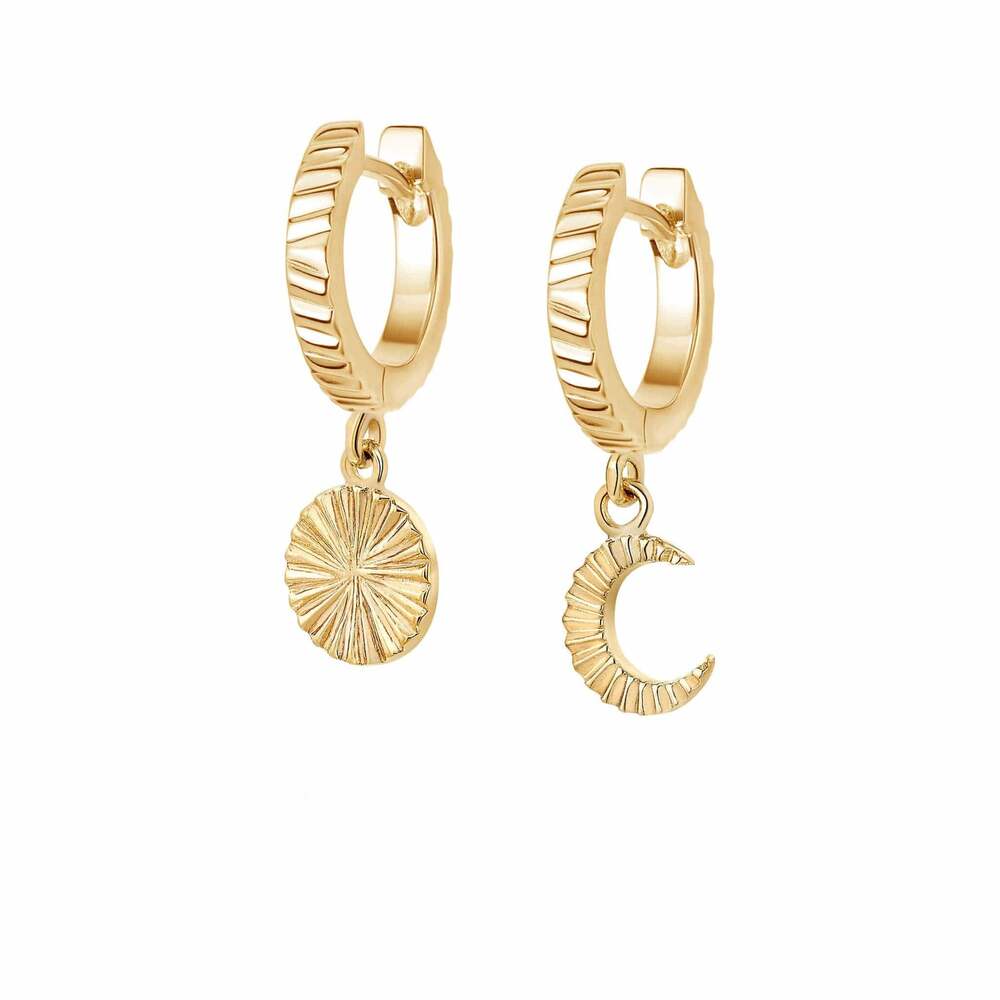 Daisy London Gold Plate Estee Lalonde Luna Huggie Charm Earrings Additional Image - 4