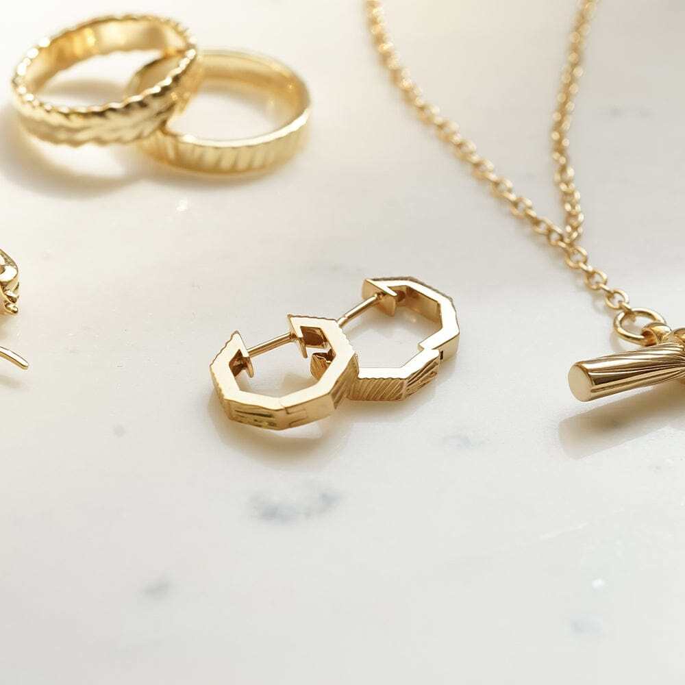 Daisy London Gold Plate Estee Lalonde Octagonal Huggie Hoop Earrings Additional Image - 2