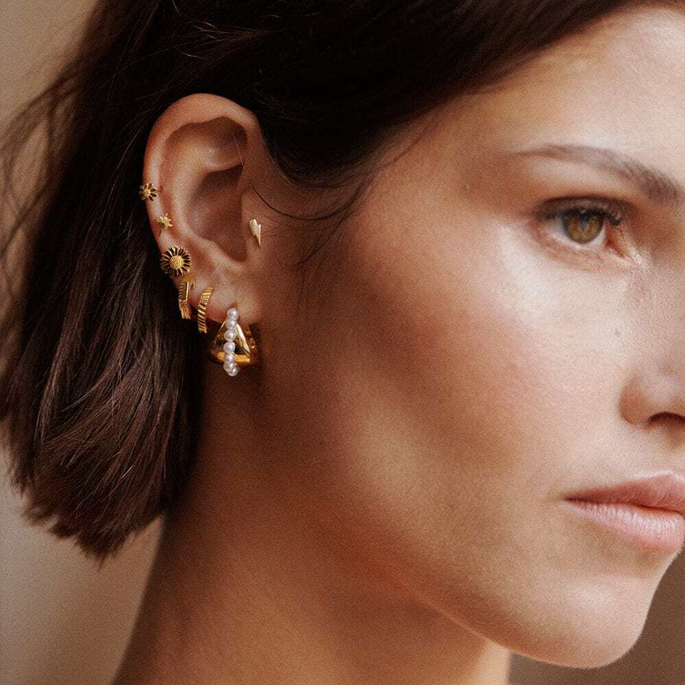 Daisy London Gold Plate Estee Lalonde Octagonal Huggie Hoop Earrings Additional Image - 3