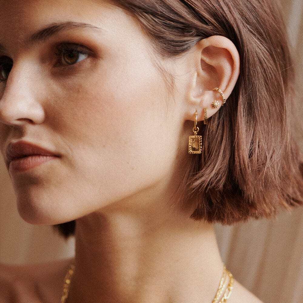 Daisy London Gold Plate Estee Lalonde Sunburst Huggie Earrings Additional Image - 3