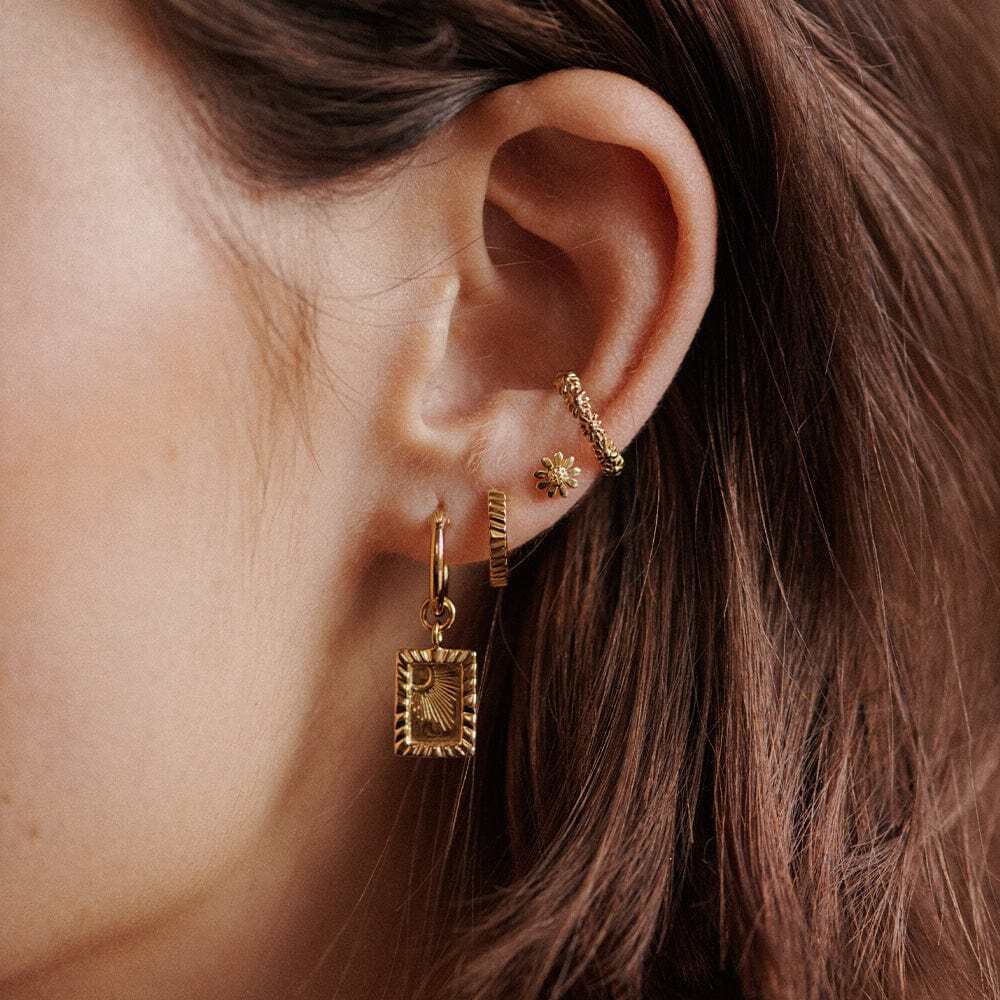 Daisy London Gold Plate Estee Lalonde Sunburst Huggie Earrings Additional Image - 5