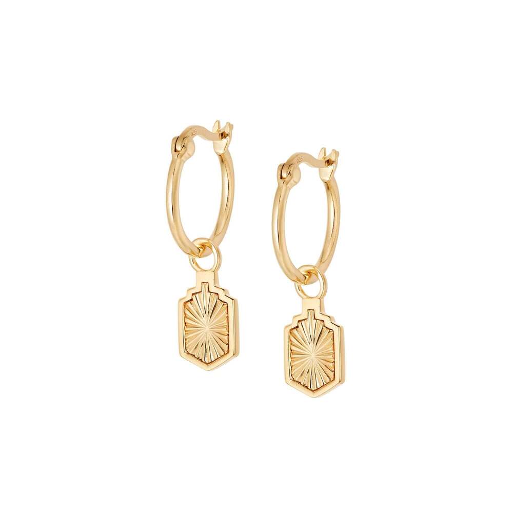 Daisy London Gold Plate Estee Lalonde Sunburst Shield Charm Earrings