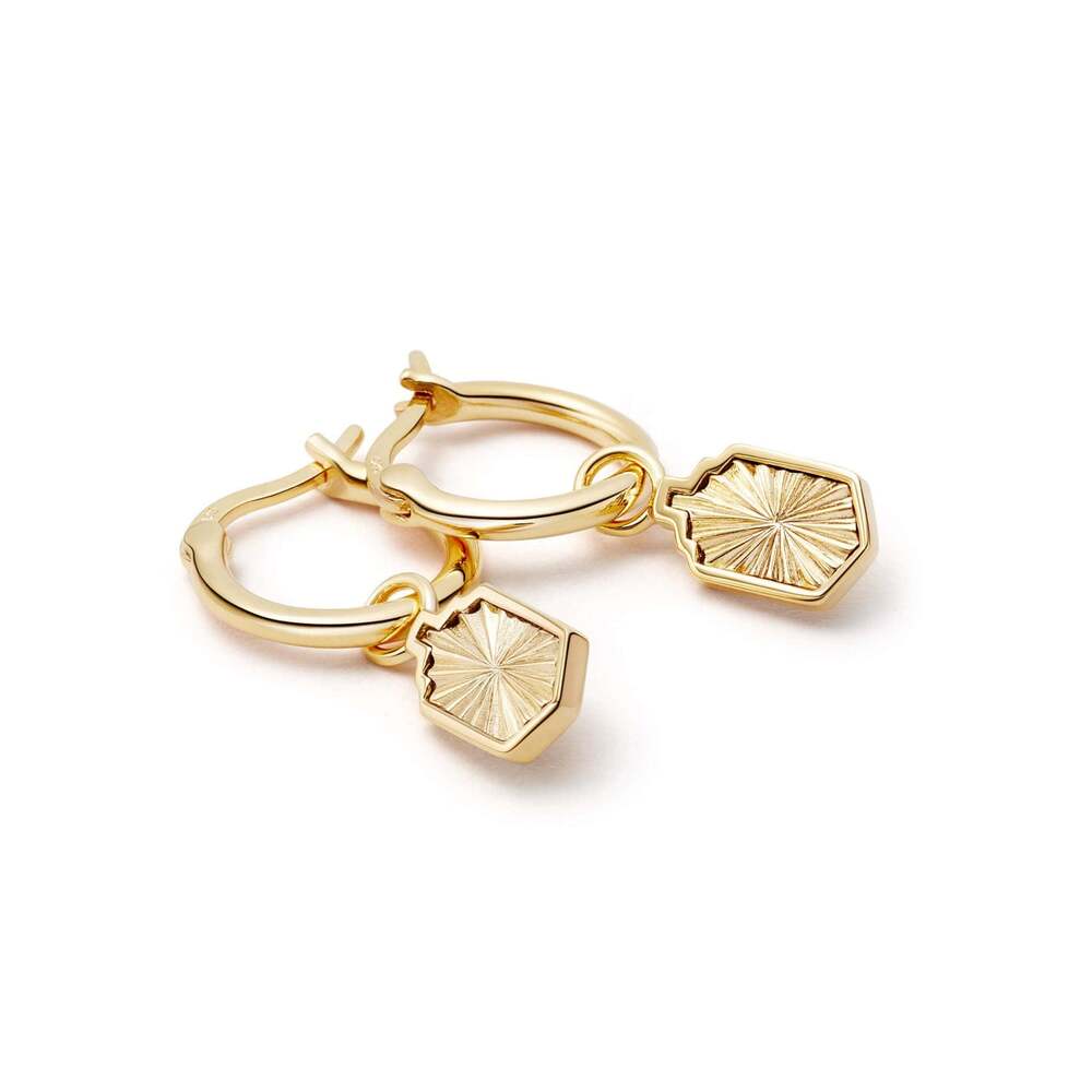Daisy London Gold Plate Estee Lalonde Sunburst Shield Charm Earrings Additional Image - 4