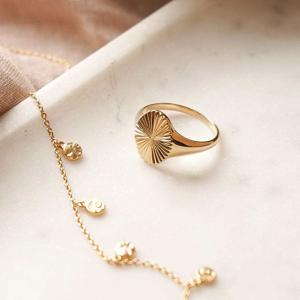 Daisy London Gold Plate Estee Lalonde Sunburst Signet Ring Additional Image - 2