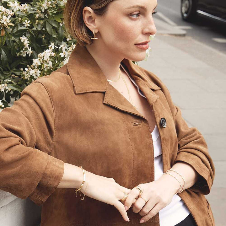 Daisy London Gold Plate Estee Lalonde T Bar Charm Earrings Additional Image - 3