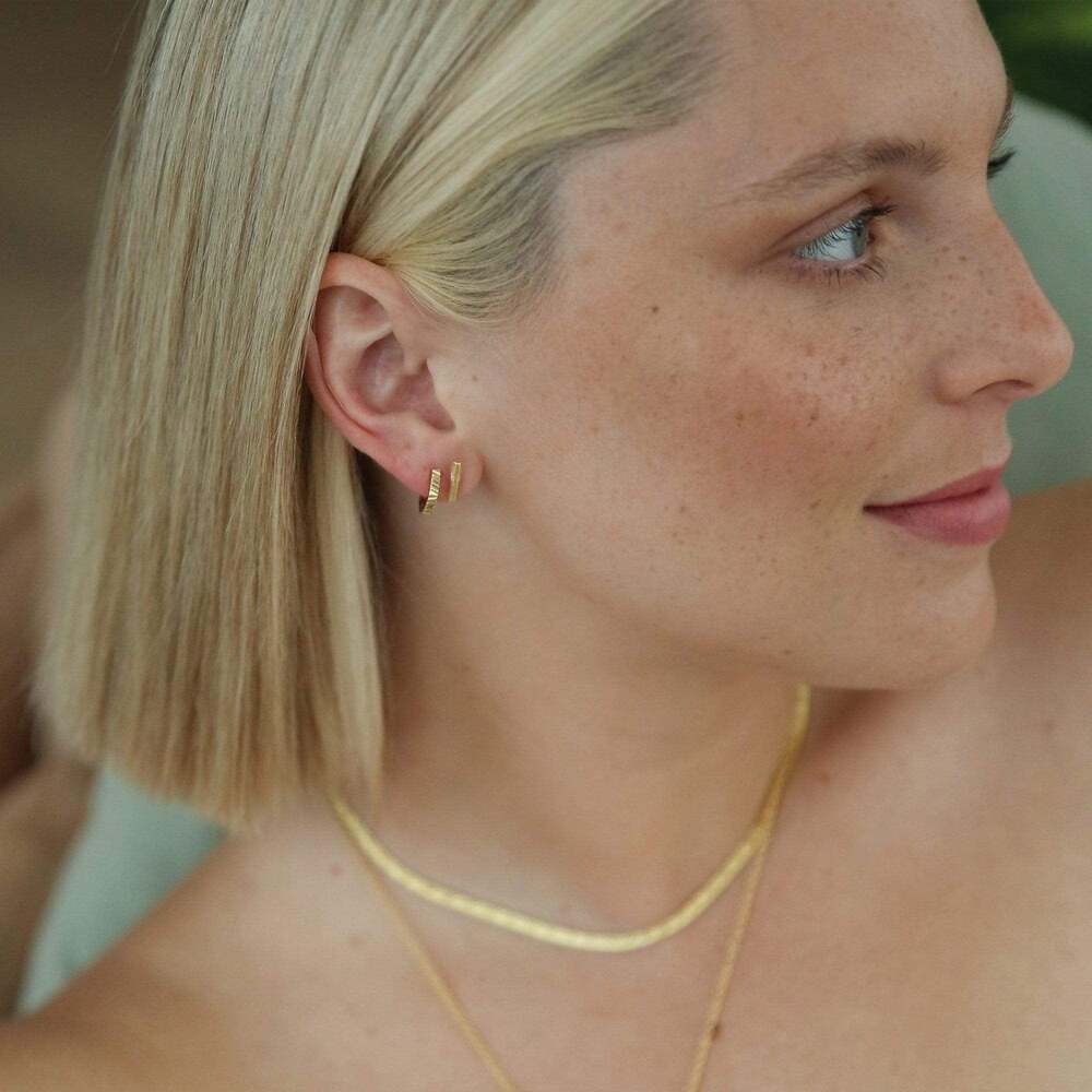 Daisy London Gold Plate Estee Lalonde T Bar Stud Earrings Additional Image - 1
