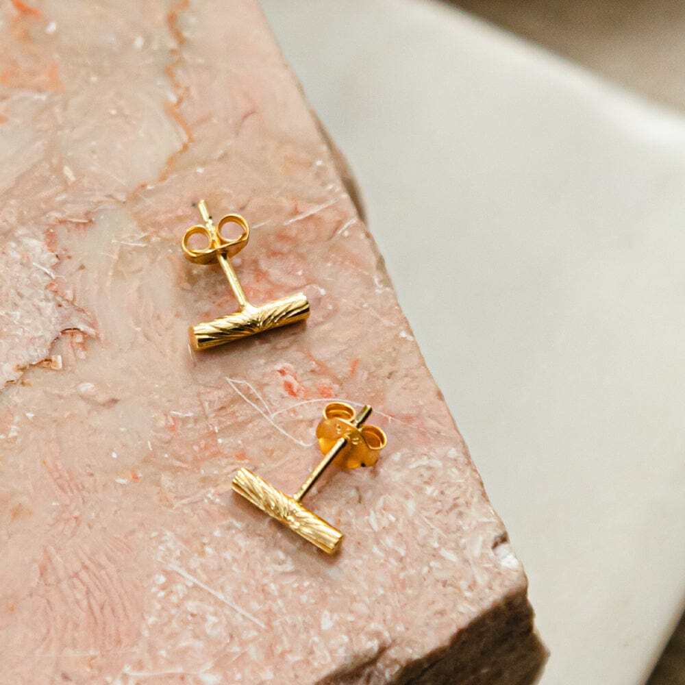 Daisy London Gold Plate Estee Lalonde T Bar Stud Earrings Additional Image - 2