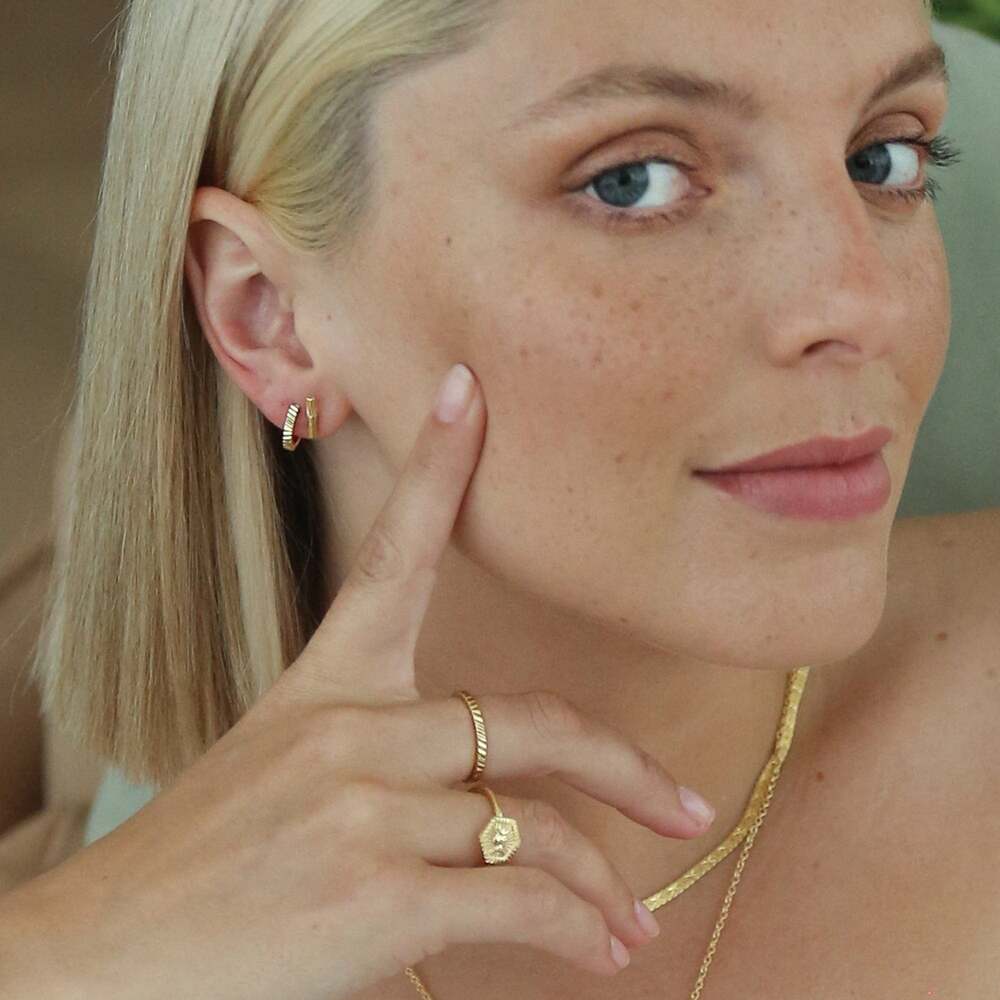 Daisy London Gold Plate Estee Lalonde T Bar Stud Earrings Additional Image - 3