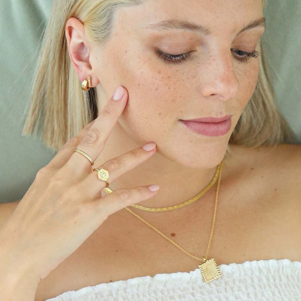 Daisy London Gold Plate Estee Lalonde T Bar Stud Earrings Additional Image - 5