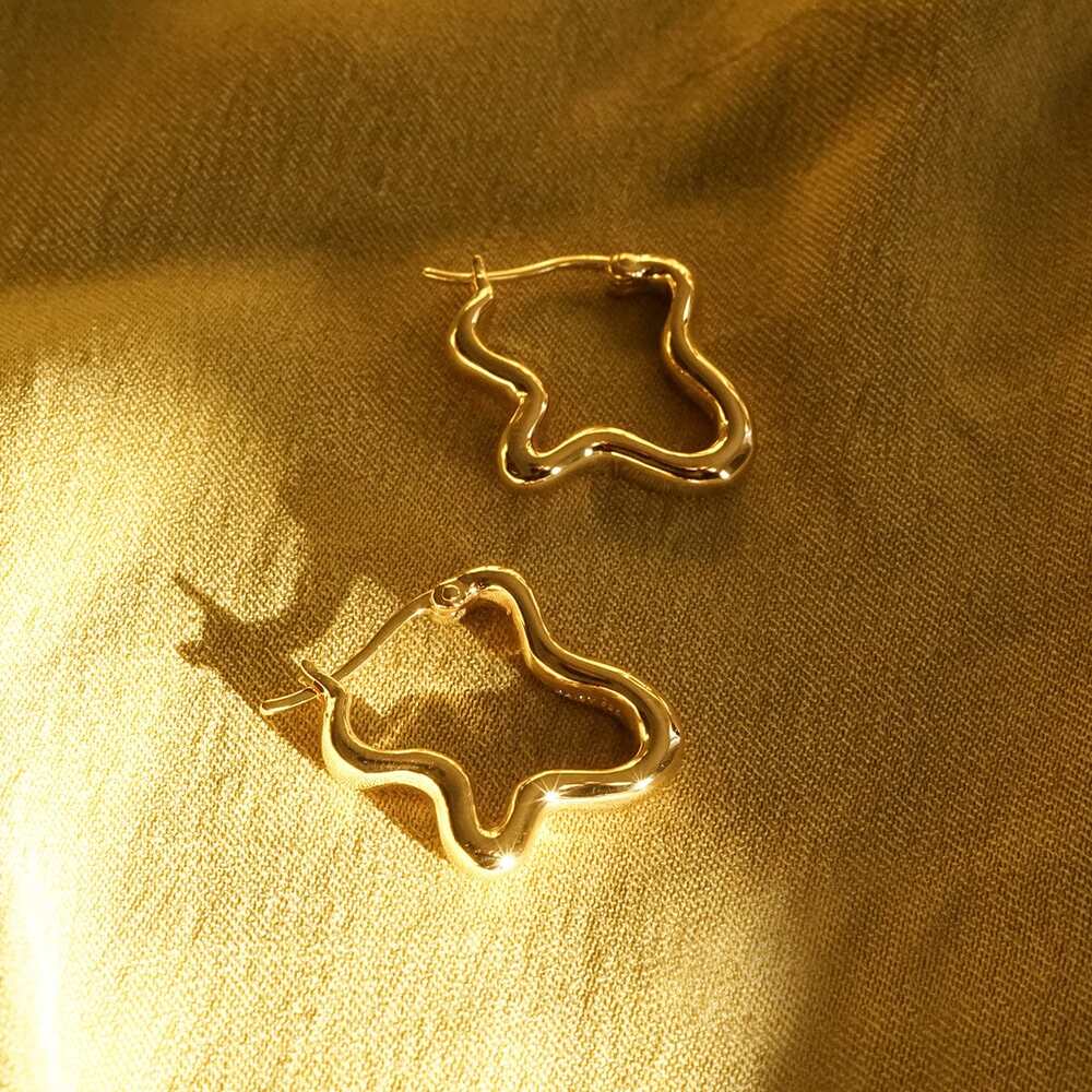 Daisy London Gold Plate Estee Lalonde Wavy Hoop Earrings Additional Image - 4