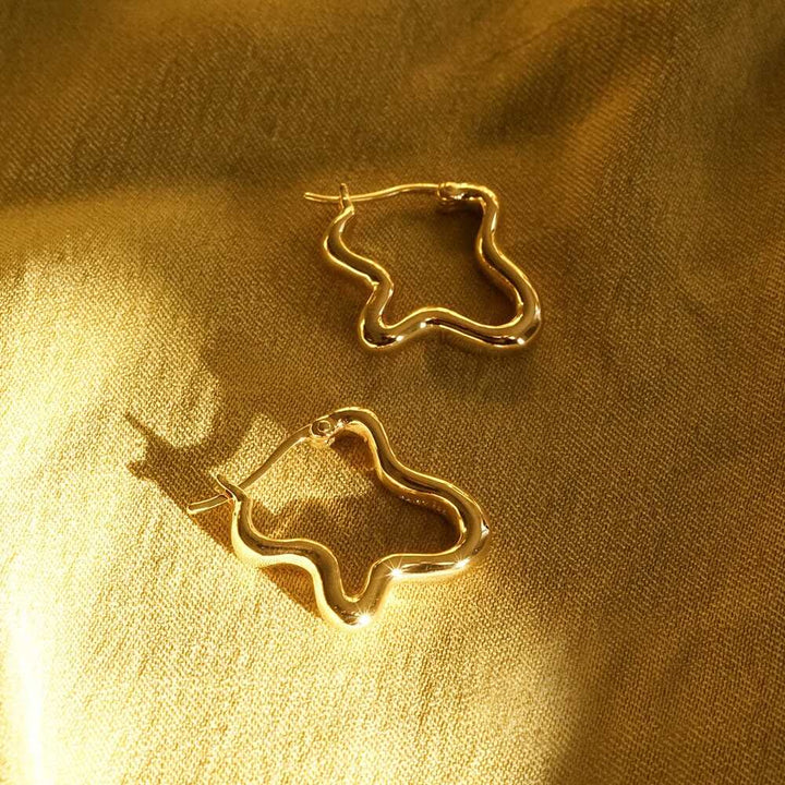 Daisy London Gold Plate Estee Lalonde Wavy Hoop Earrings Additional Image - 4