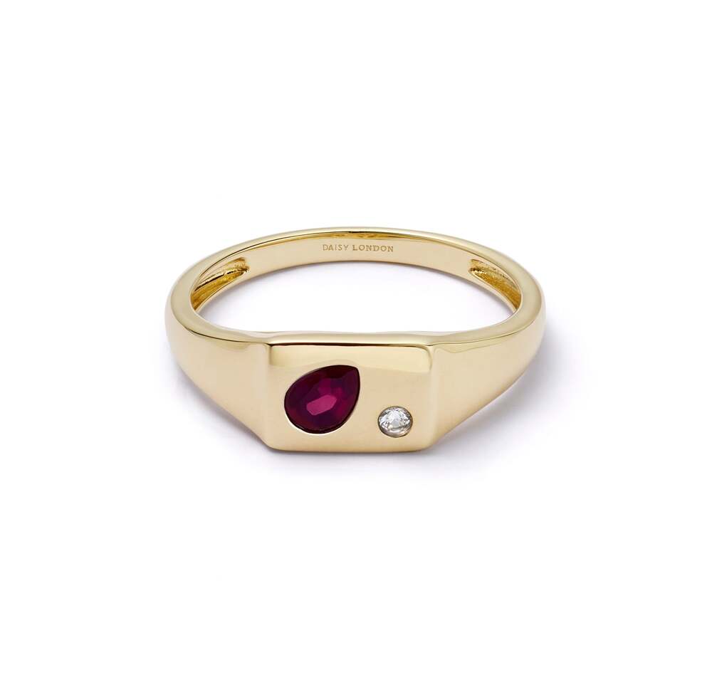 Daisy London Gold Plate Estee Lalonde Birthstone Signet Ring