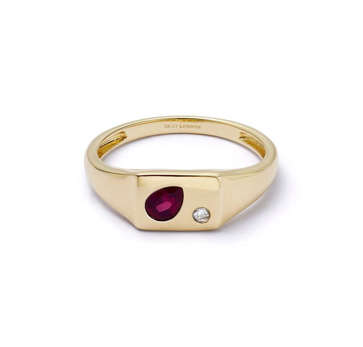 Daisy London Gold Plate Estee Lalonde Birthstone Signet Ring