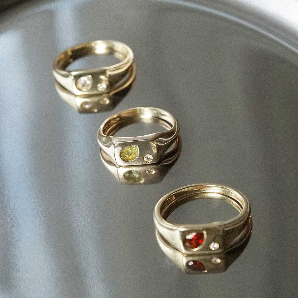 Daisy London Gold Plate Estee Lalonde Birthstone Signet Ring Additional Image - 8