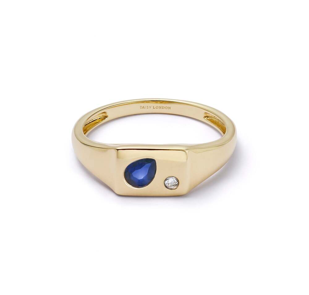 Daisy London Gold Plate Estee Lalonde Birthstone Signet Ring Additional Image - 9