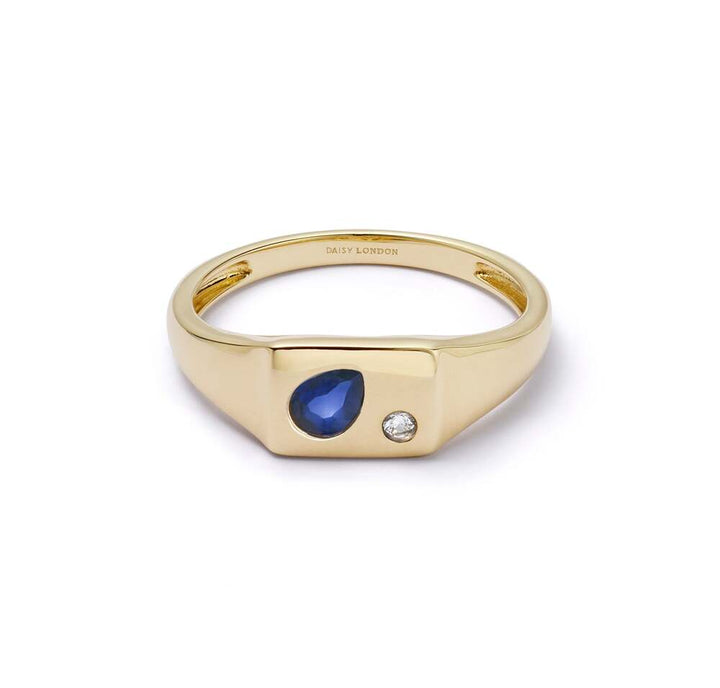 Daisy London Gold Plate Estee Lalonde Birthstone Signet Ring Additional Image - 9