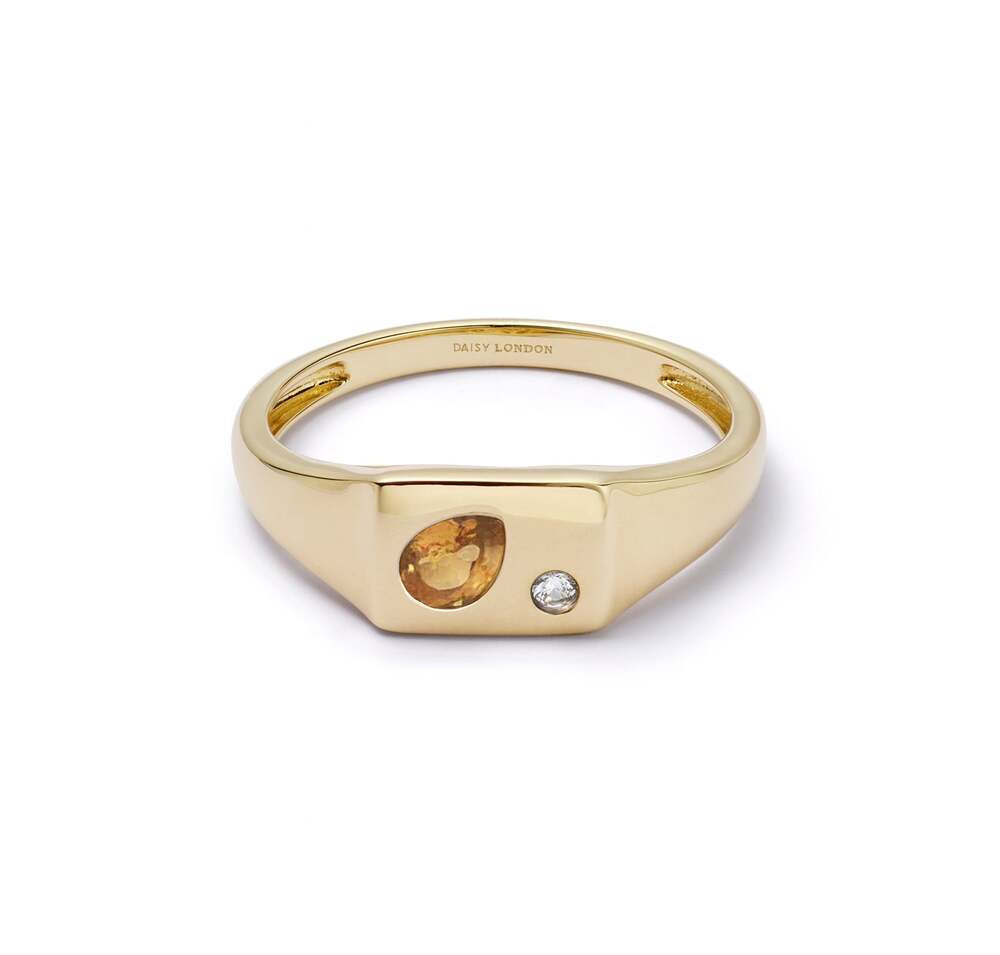 Daisy London Gold Plate Estee Lalonde Birthstone Signet Ring Additional Image - 11