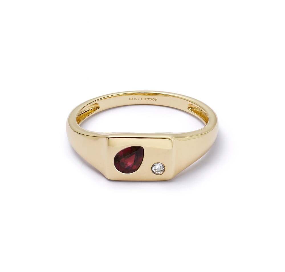 Daisy London Gold Plate Estee Lalonde Birthstone Signet Ring Additional Image - 13