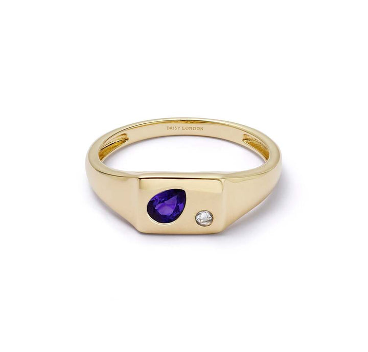 Daisy London Gold Plate Estee Lalonde Birthstone Signet Ring Additional Image - 14