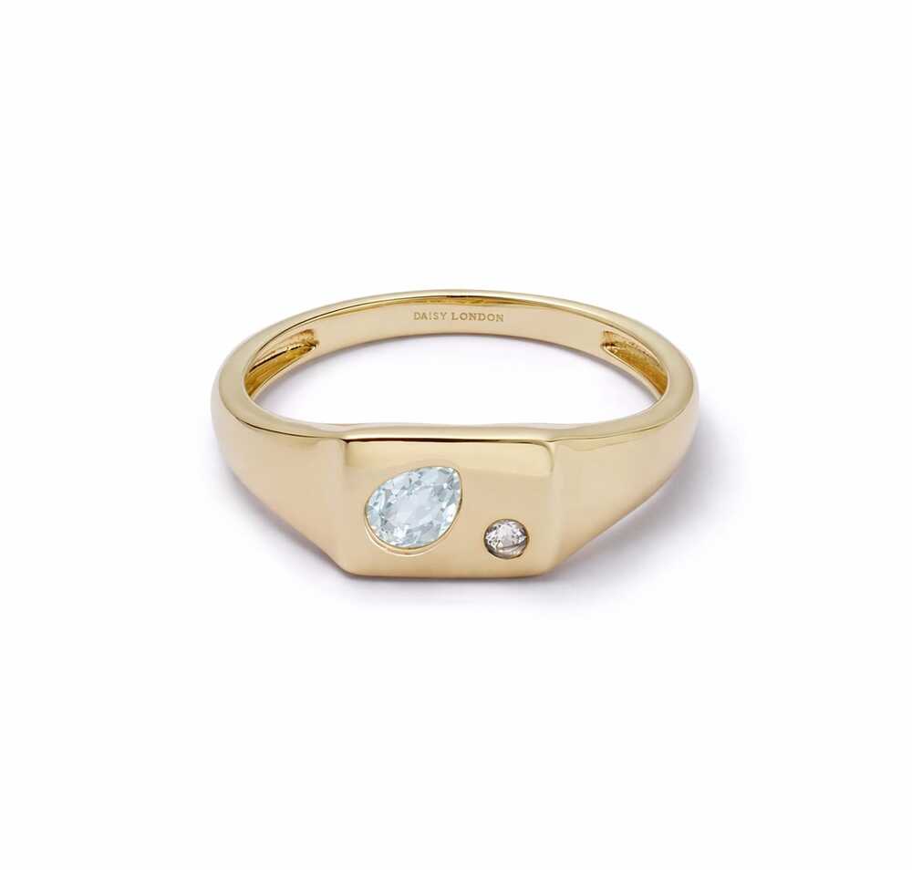 Daisy London Gold Plate Estee Lalonde Birthstone Signet Ring Additional Image - 15