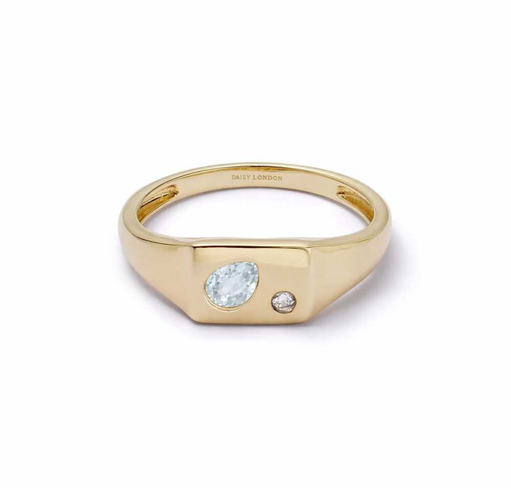 Daisy London Gold Plate Estee Lalonde Birthstone Signet Ring Additional Image - 15