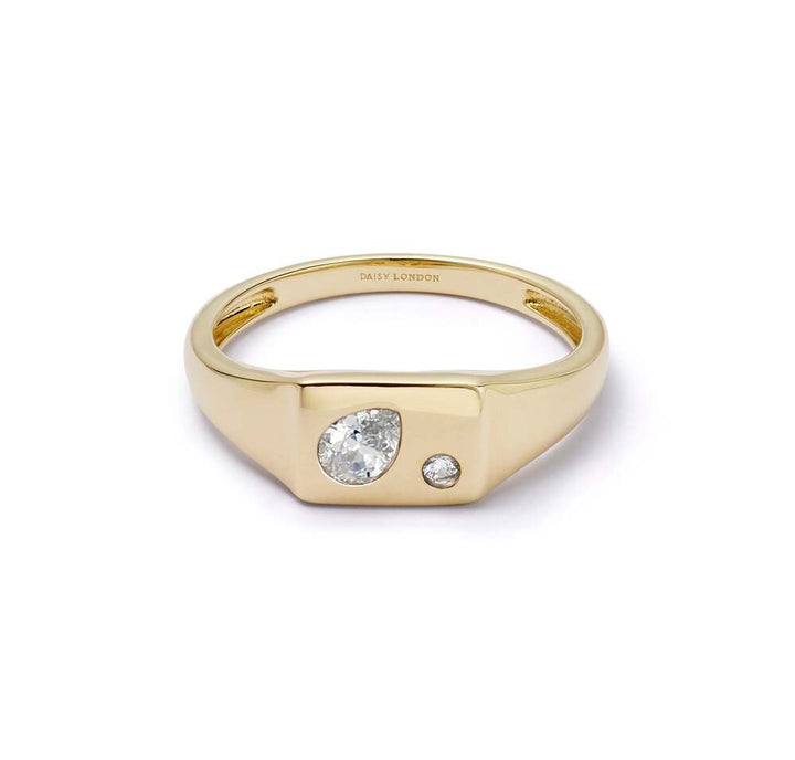 Daisy London Gold Plate Estee Lalonde Birthstone Signet Ring Additional Image - 16