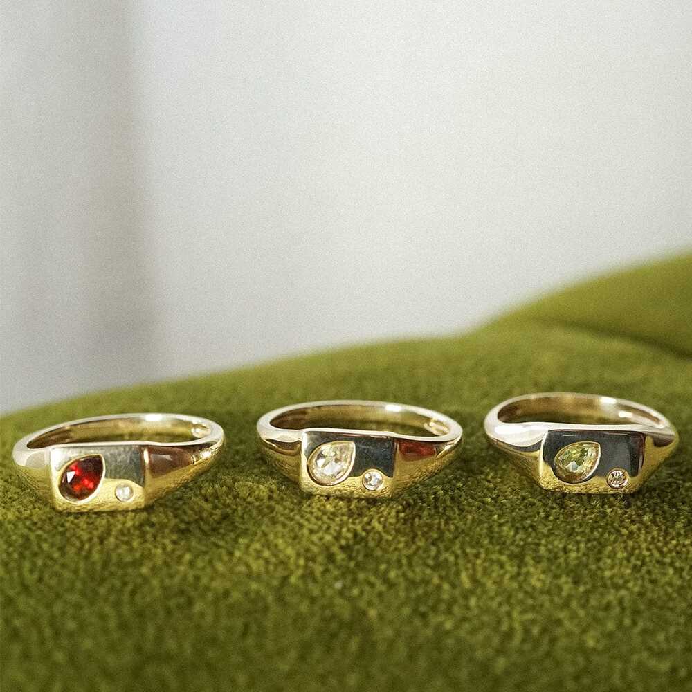 Daisy London Gold Plate Estee Lalonde Birthstone Signet Ring Additional Image - 17