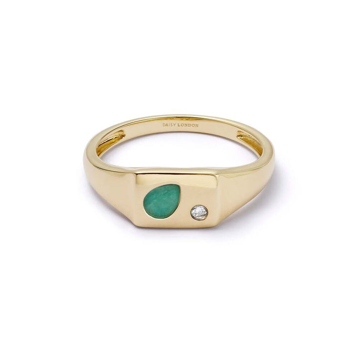 Daisy London Gold Plate Estee Lalonde Birthstone Signet Ring Additional Image - 19