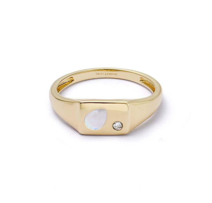 Daisy London Gold Plate Estee Lalonde Birthstone Signet Ring Additional Image - 20
