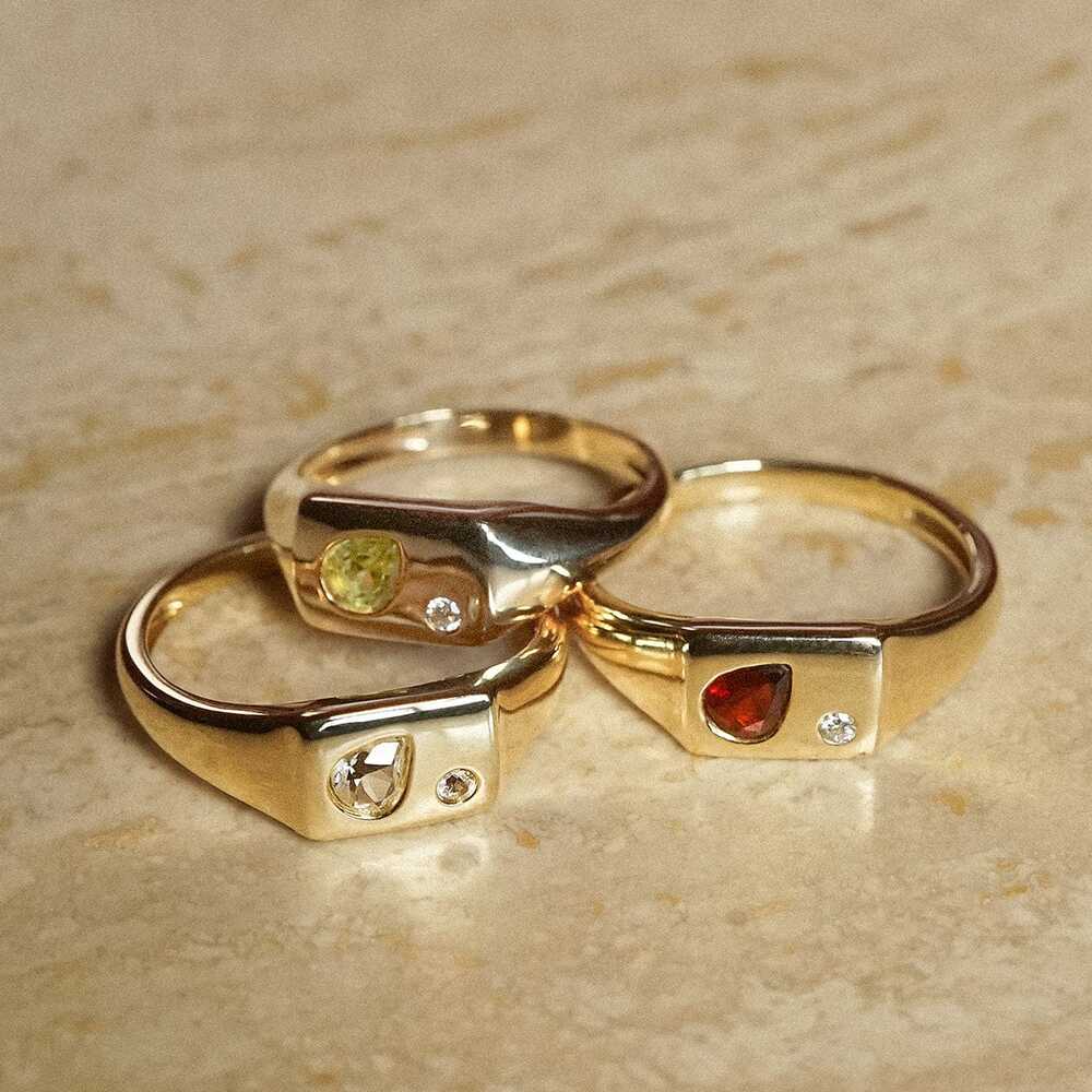 Daisy London Gold Plate Estee Lalonde Birthstone Signet Ring Additional Image - 4