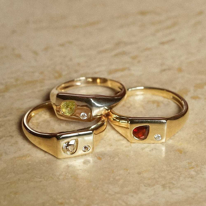 Daisy London Gold Plate Estee Lalonde Birthstone Signet Ring Additional Image - 4
