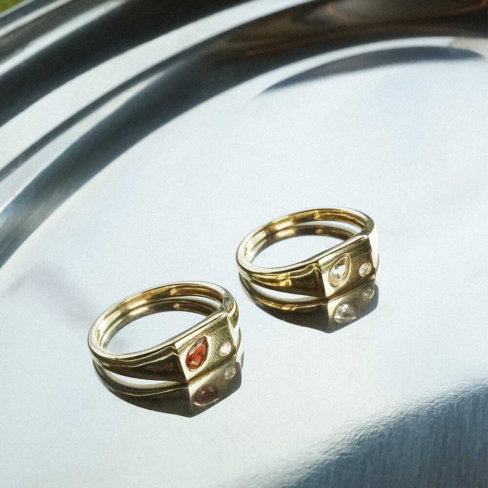 Daisy London Gold Plate Estee Lalonde Birthstone Signet Ring Additional Image - 5