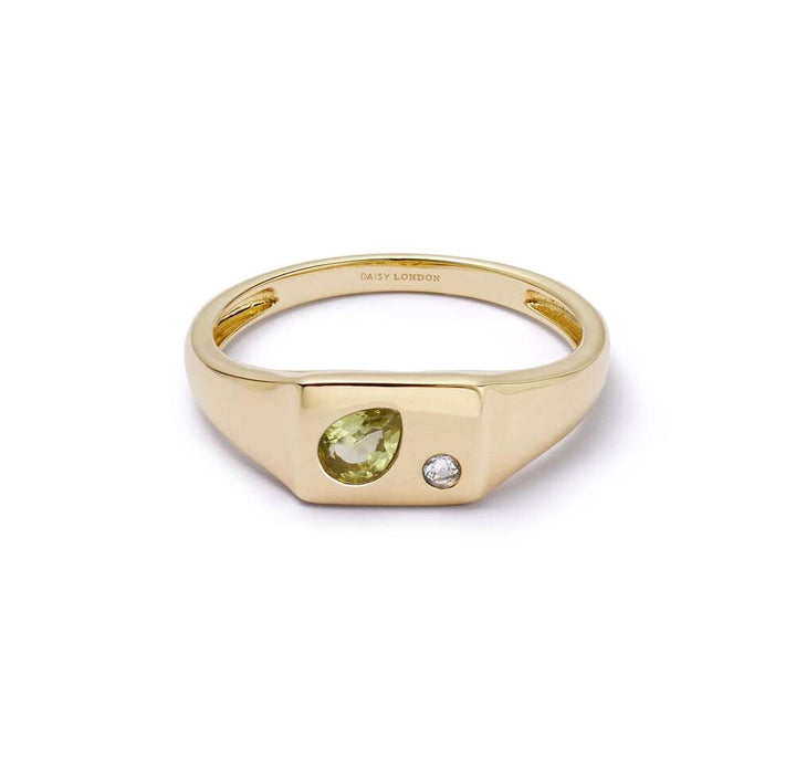 Daisy London Gold Plate Estee Lalonde Birthstone Signet Ring Additional Image - 6