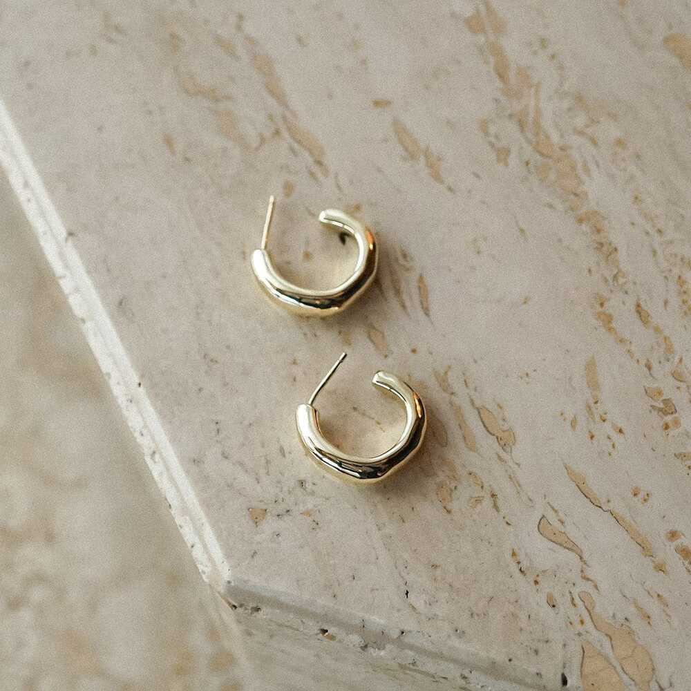 Daisy London Gold Plate Estee Lalonde Chunky Organic Hoop Earrings Additional Image - 4