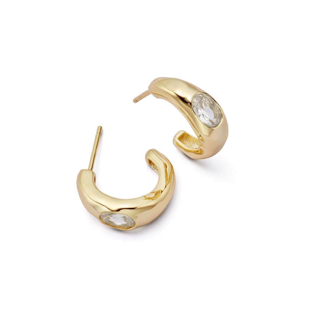 Daisy London Gold Plate Estee Lalonde Chunky Sapphire Hoop Earrings