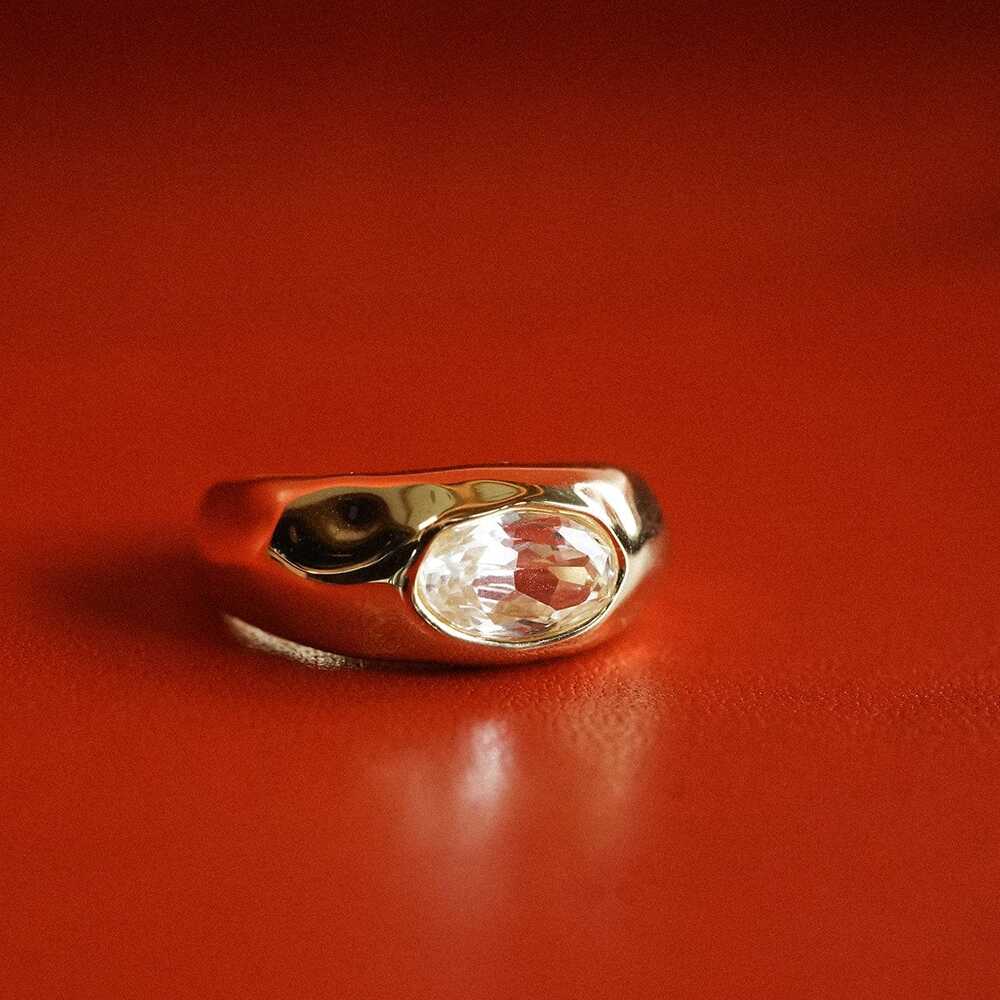 Daisy London Gold Plate Estee Lalonde Chunky Sapphire Ring Additional Image - 1