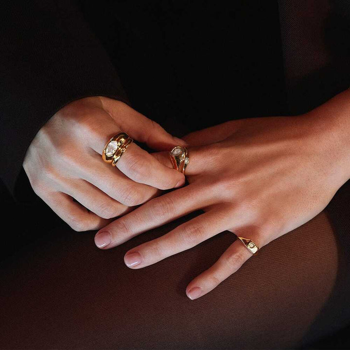Daisy London Gold Plate Estee Lalonde Chunky Sapphire Ring Additional Image - 2
