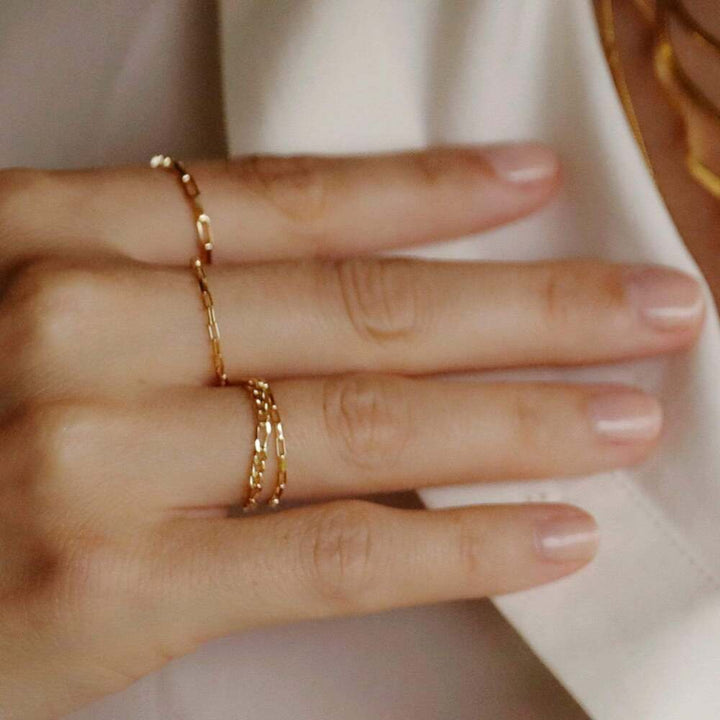 Daisy London Gold Plate Estee Lalonde Delicate Box Chain Ring Additional Image - 1
