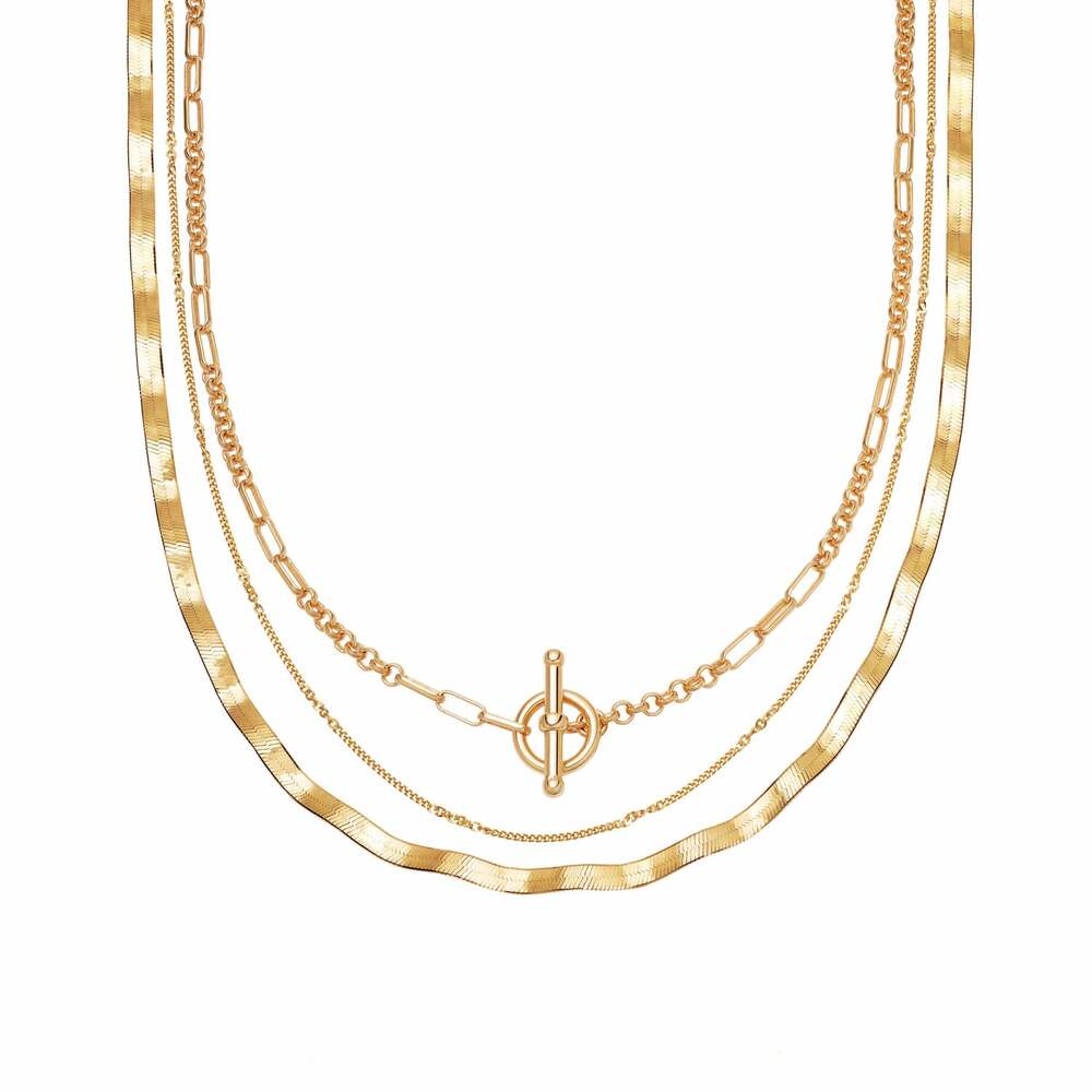 Daisy London Gold Plate Estee Lalonde Forever Wavy Necklace Layering Set