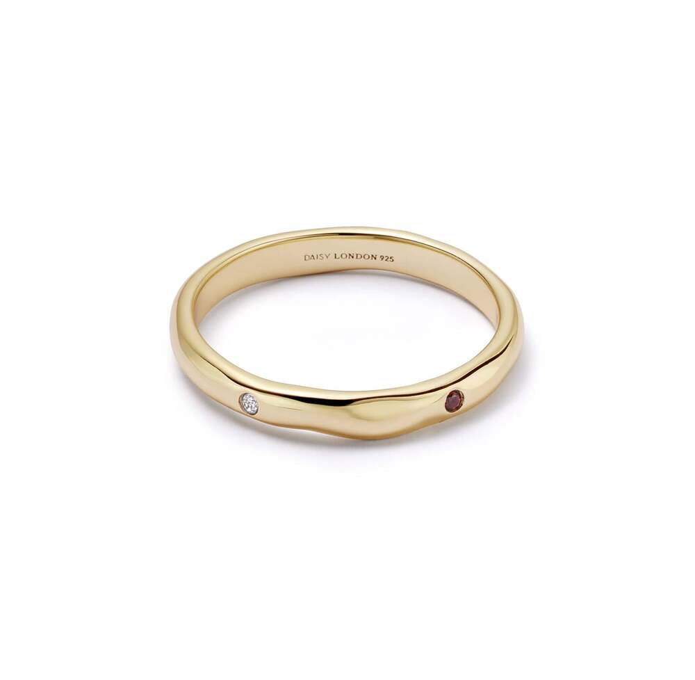 Daisy London Gold Plate Estee Lalonde Garnet &amp; Sapphire Band Ring