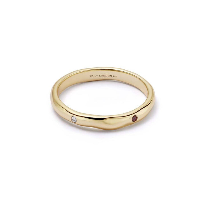 Daisy London Gold Plate Estee Lalonde Garnet &amp; Sapphire Band Ring