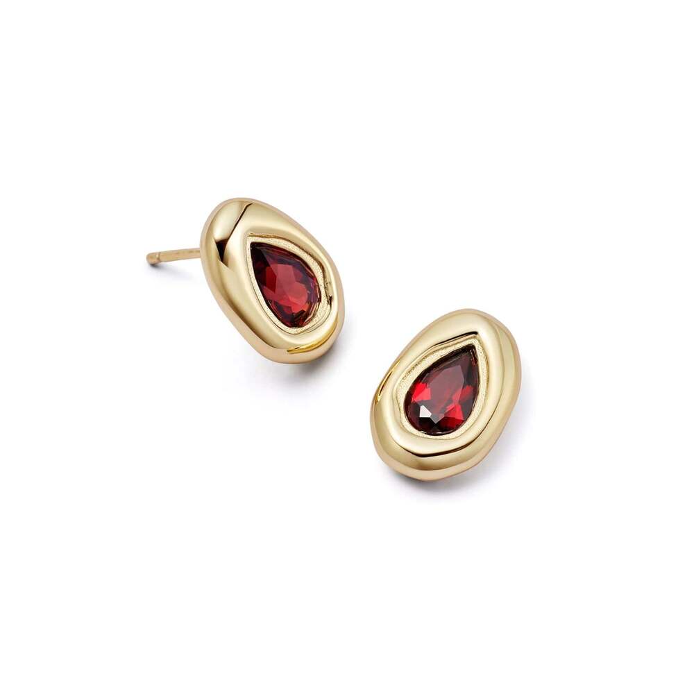 Daisy London Gold Plate Estee Lalonde Garnet Teardrop Studs