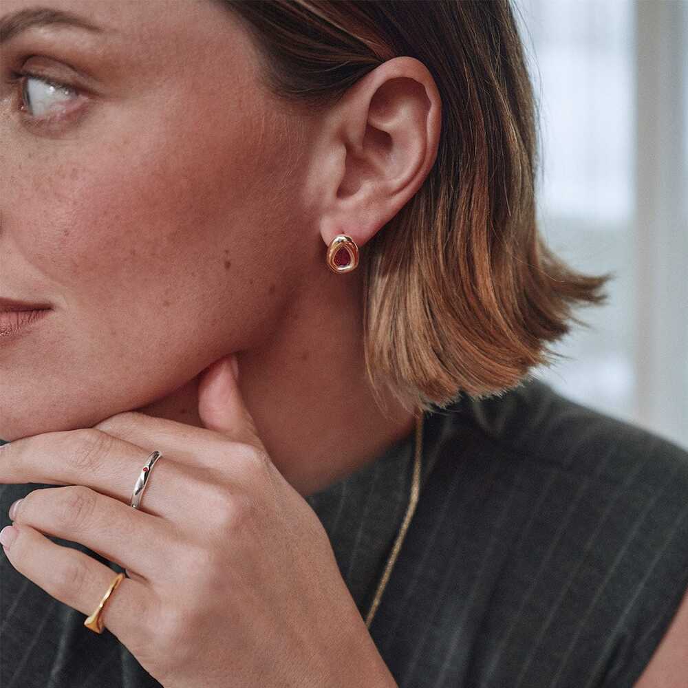 Daisy London Gold Plate Estee Lalonde Garnet Teardrop Studs Additional Image - 1
