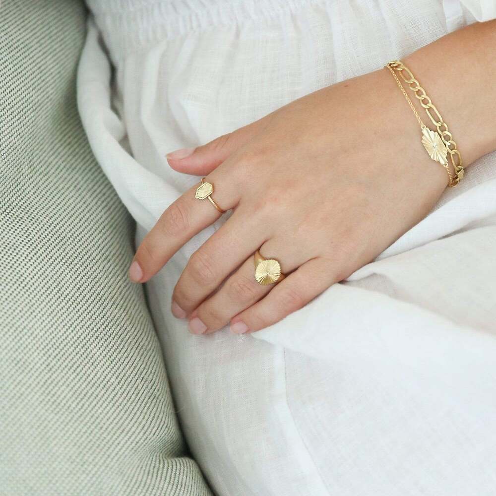 Daisy London Gold Plate Estee Lalonde Mini Sunburst Shield Ring Additional Image - 1