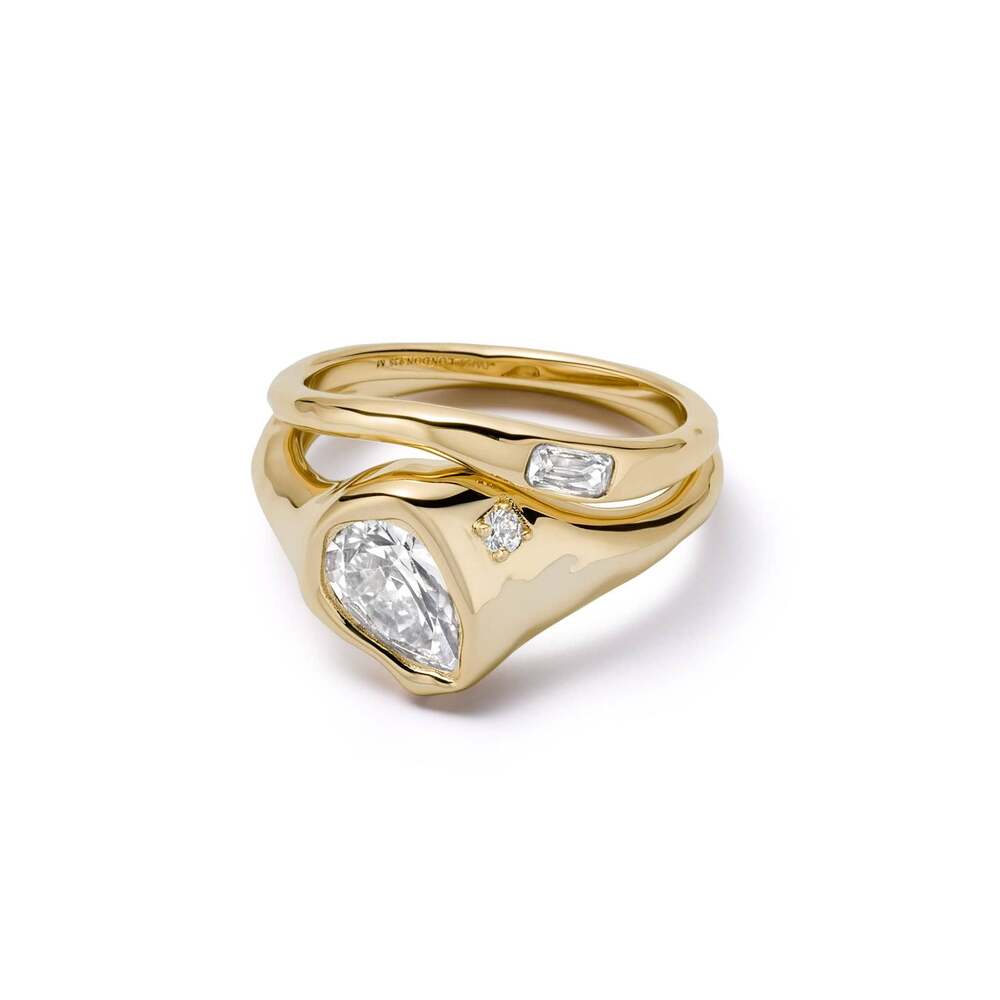 Daisy London Gold Plate Estee Lalonde Sapphire Organic Ring Stack