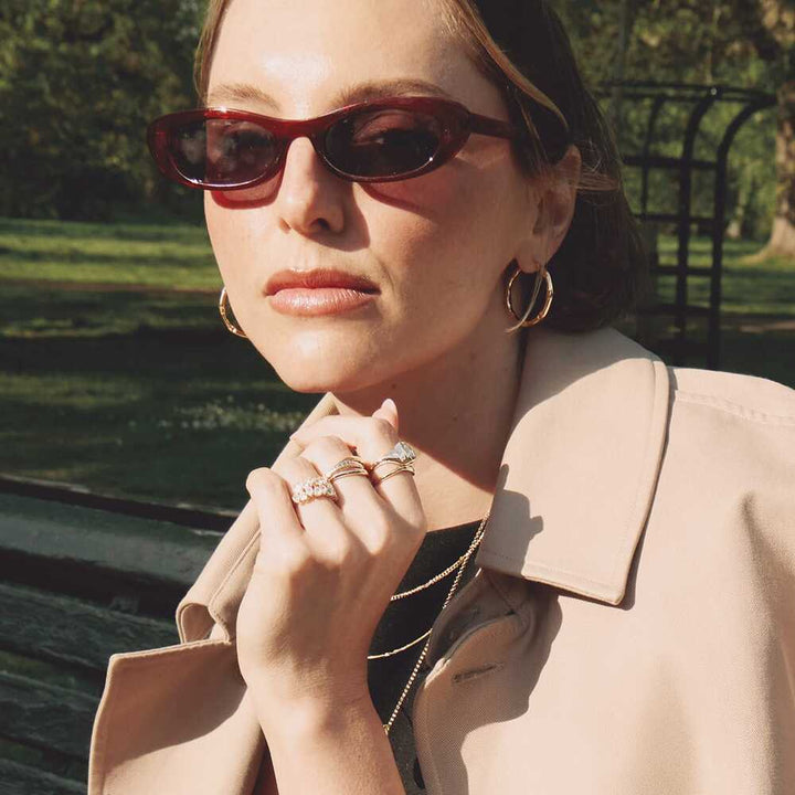 Daisy London Gold Plate Estee Lalonde Sapphire Organic Ring Stack Additional Image - 3