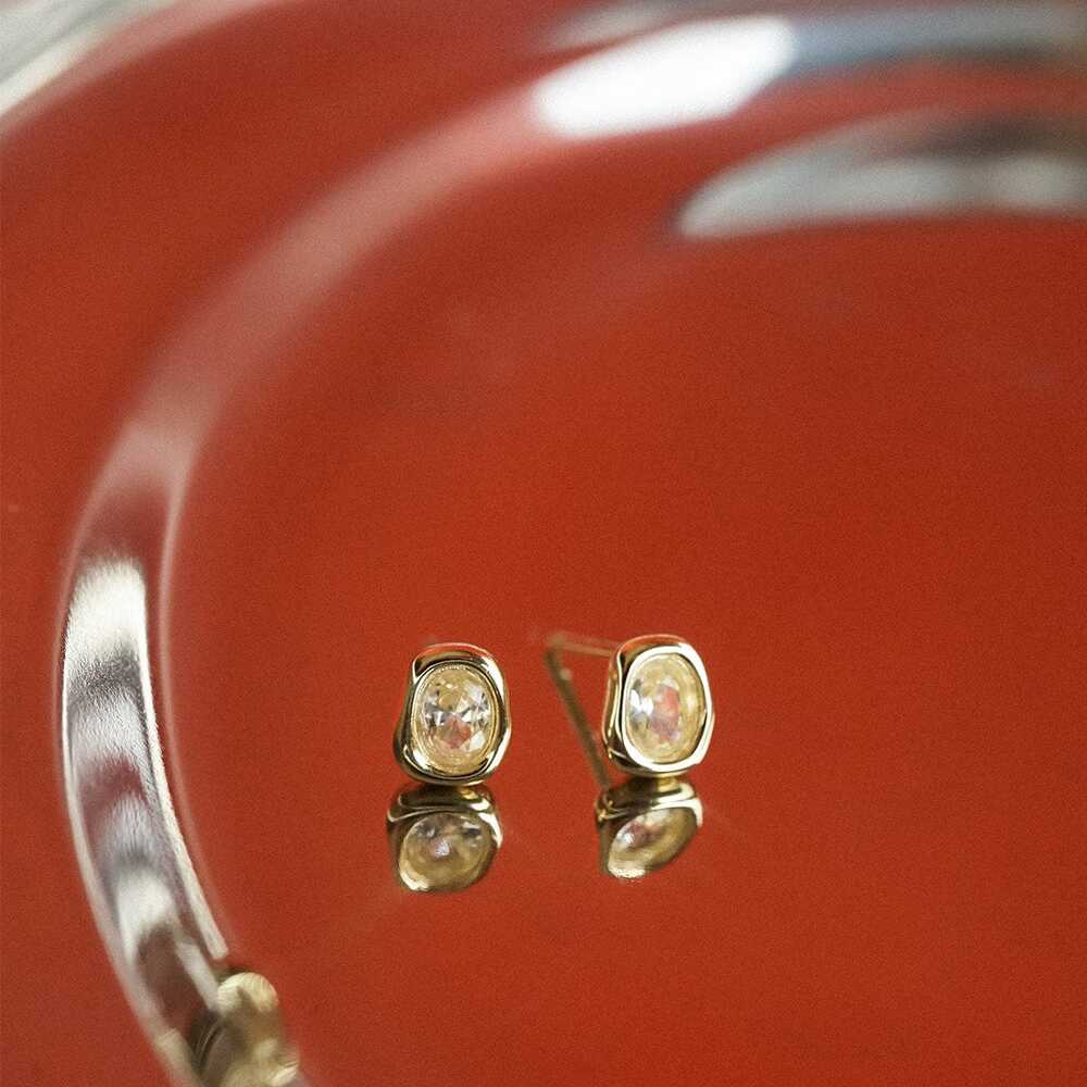 Daisy London Gold Plate Estee Lalonde Sapphire Organic Stud Earrings Additional Image - 1