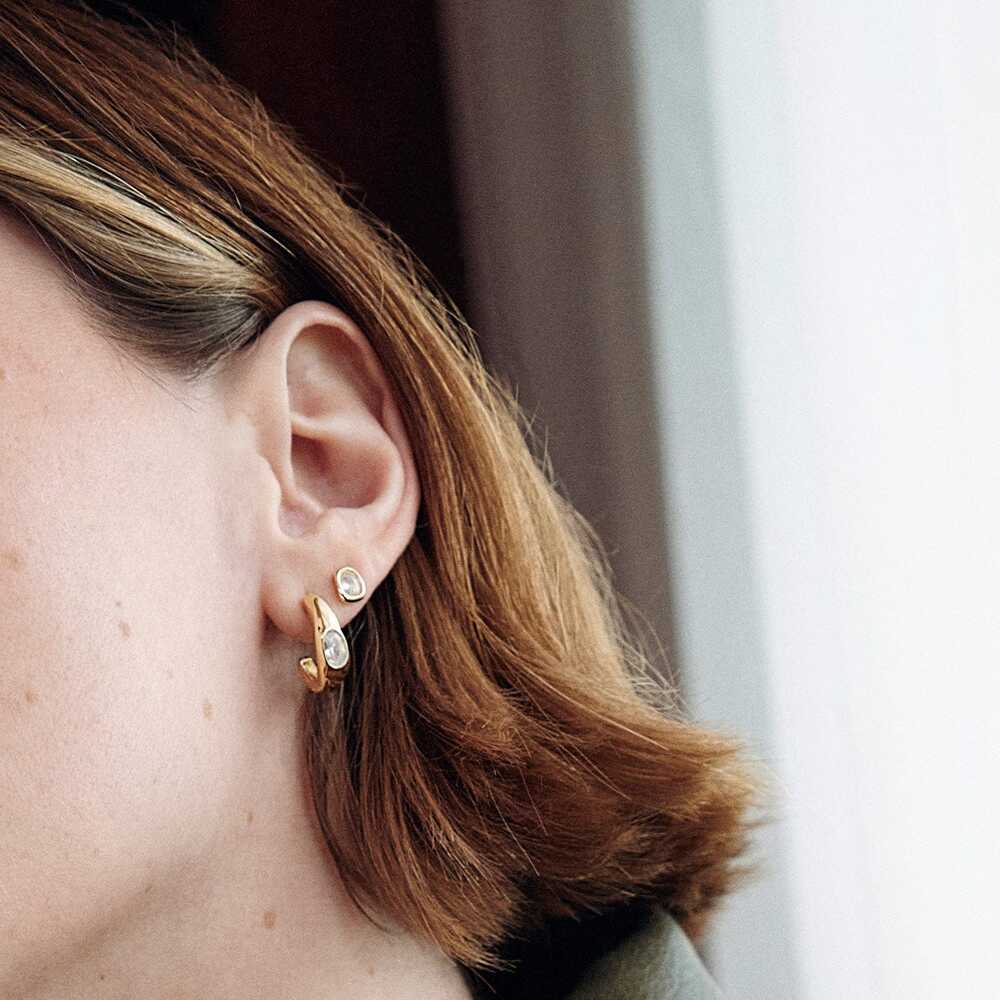 Daisy London Gold Plate Estee Lalonde Sapphire Organic Stud Earrings Additional Image - 2